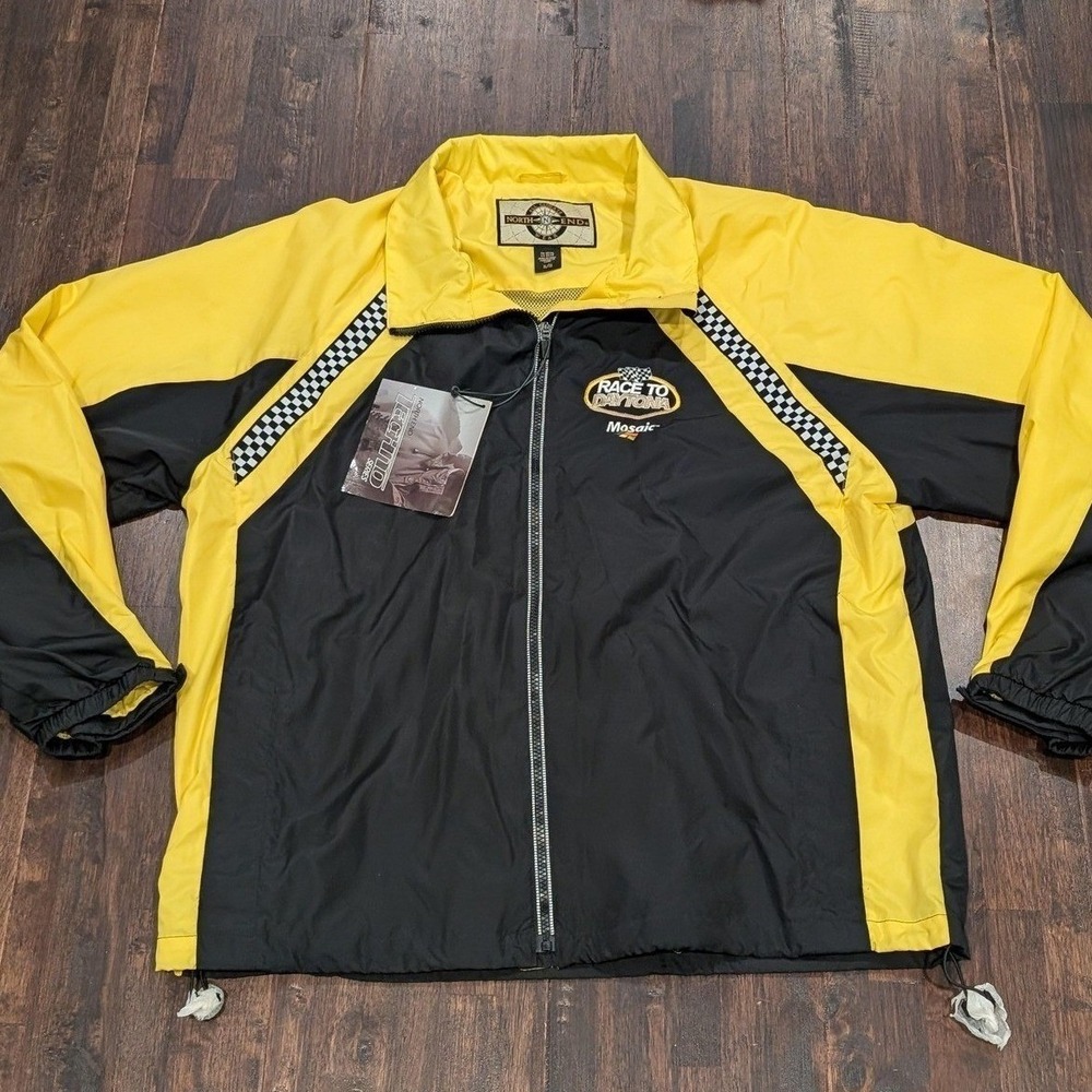 New Vintage North End NASCAR Race to Daytona Jacket Mens XL Black‎ Yellow